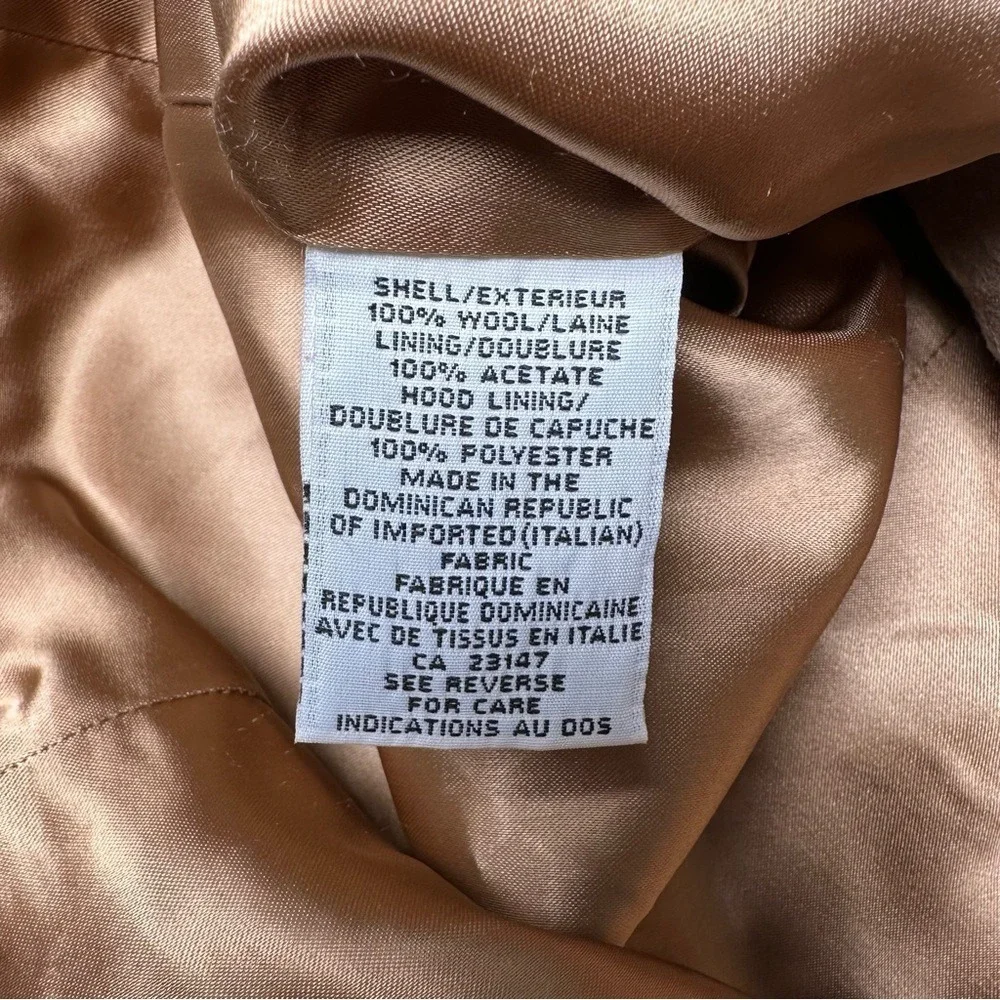 Talbots Women's Small Petites Camel Wool Blend Hooded Zip Up Jacket Coat - Picture 9 of 12